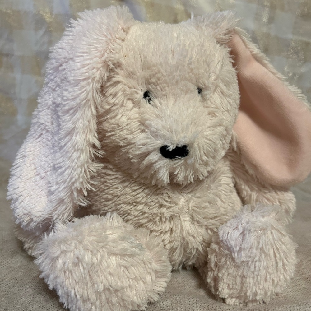 Plush Bunny Home Accent in Cream and Pink